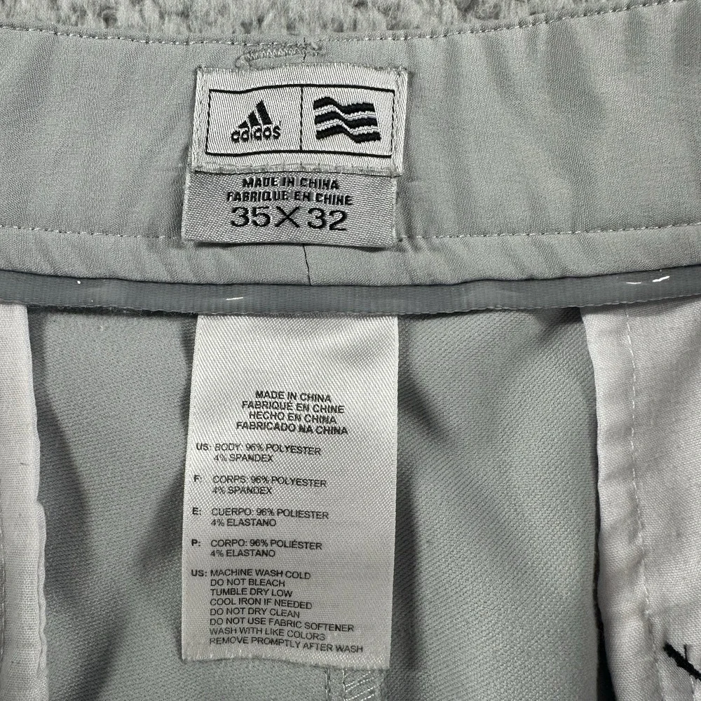 Adidas Performance Pants Mens 35x32 Golf Gray‎ No Slip Grip Stretch Chino
